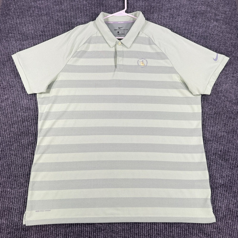 Nike Polo Shirt Mens XL Extra Large Green Striped Zonal Cooling Golf Outdoor - Picture 3 of 14